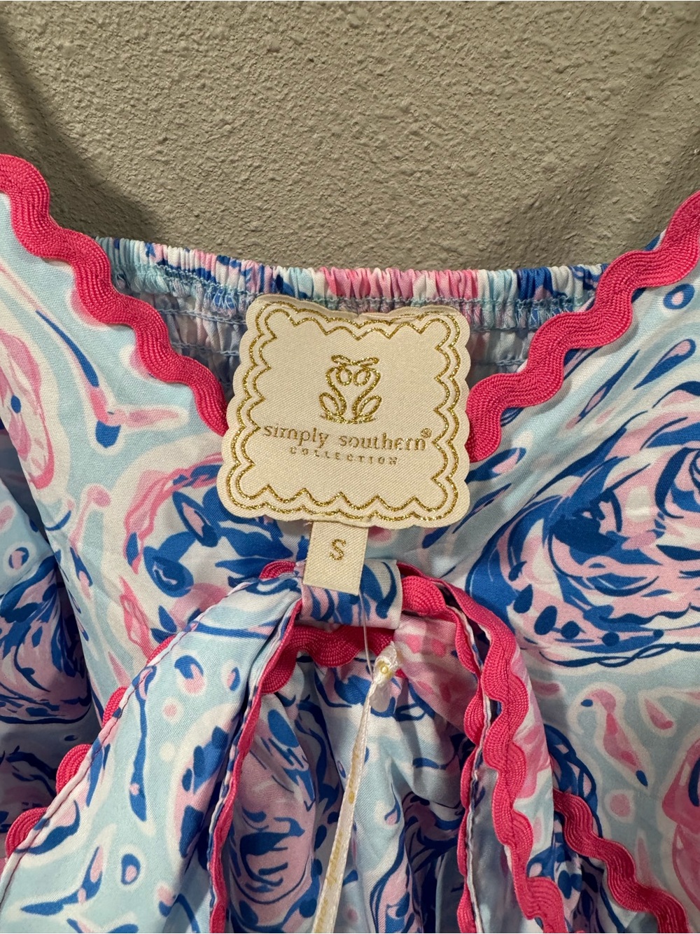 NWT Floral Tiered Summer Dress with Pink Trim - Picture 4 of 5